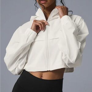 Alo White Cropped Rain Jacket